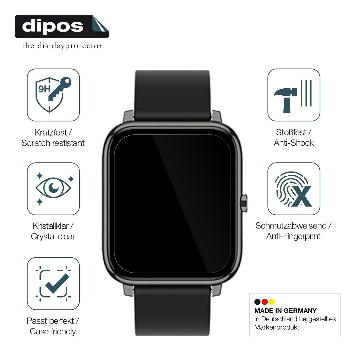 2x 9H Schutzfolie für Popglory Smartwatch Panzerfolie