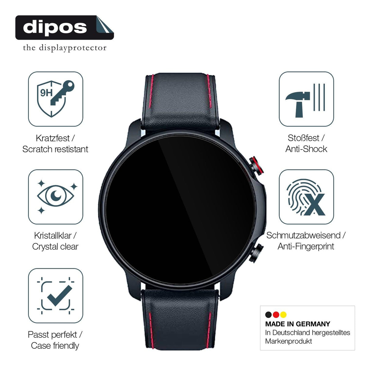 1x 9H Schutzfolie für Motsfit 1,32 Zoll Smartwatch Panzerfolie