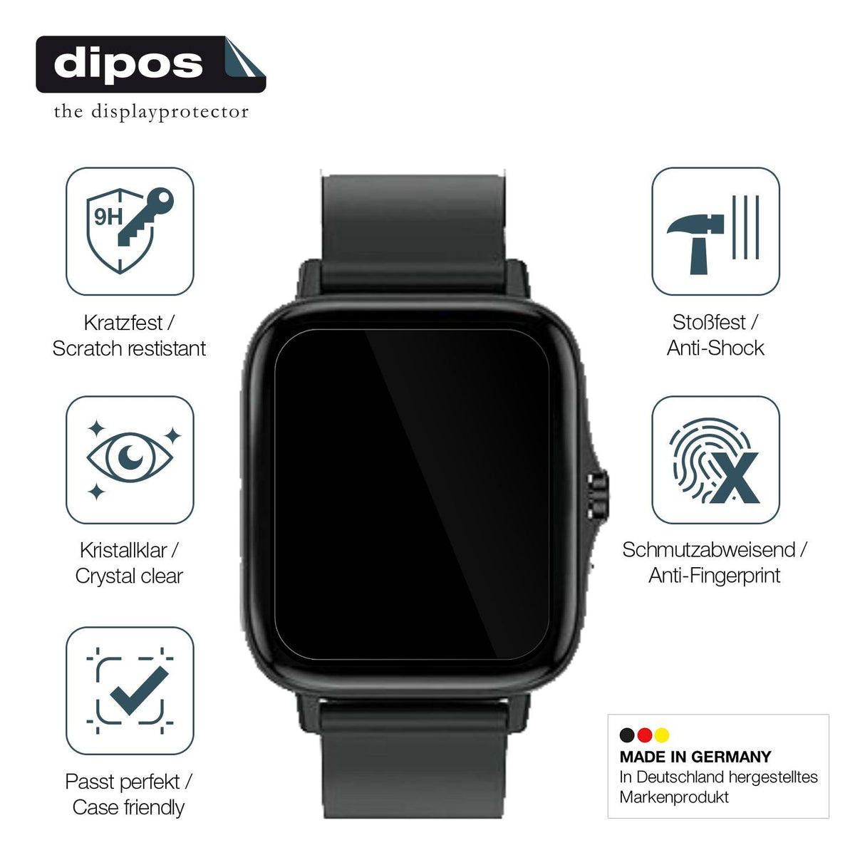 1x 9H Schutzfolie für Kaseemi 1,7 Zoll Smartwatch Panzerfolie