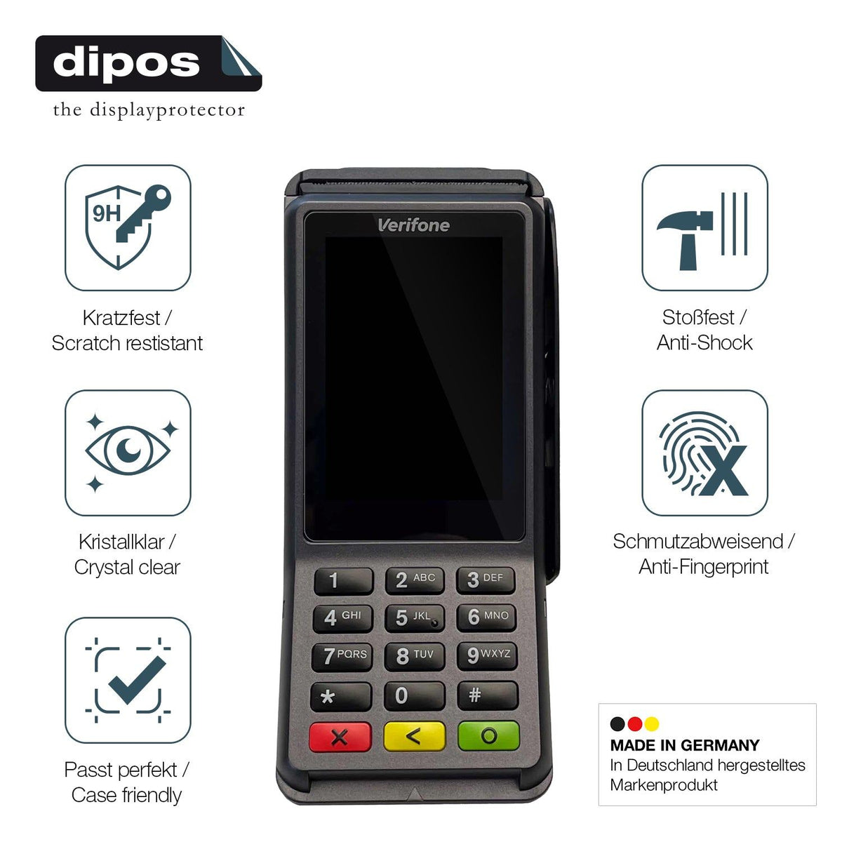 2x 9H Schutzfolie für Verifone V400c Panzerfolie