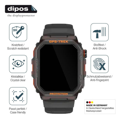 2x 9H Schutzfolie für Rogbid Tank G2 Smartwatch Panzerfolie
