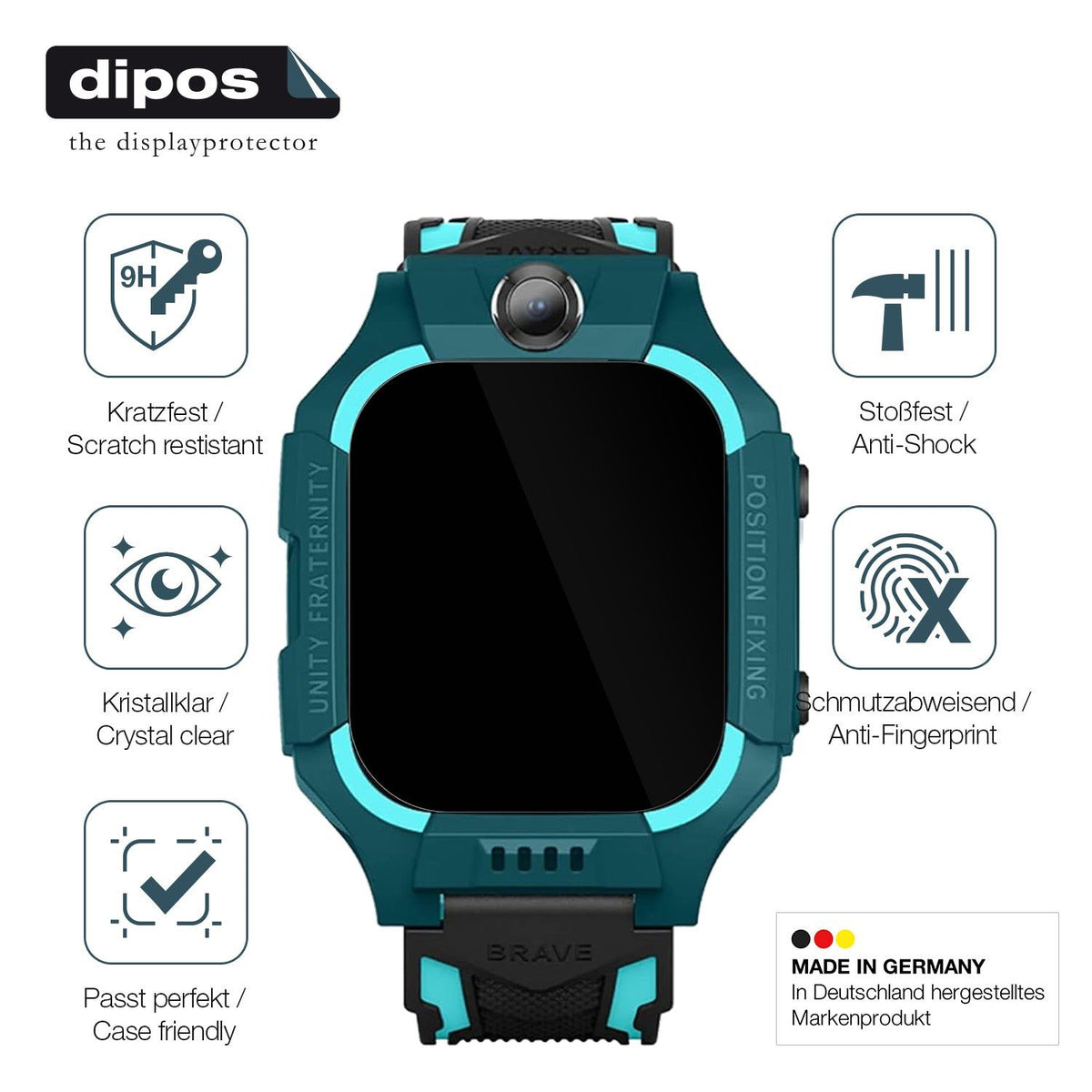 2x 9H Schutzfolie für xO Kids Smartwatch H100 Panzerfolie