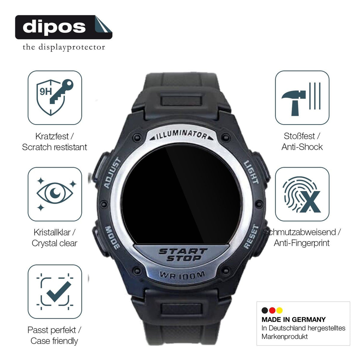 2x 9H Schutzfolie für Casio W-756 Panzerfolie