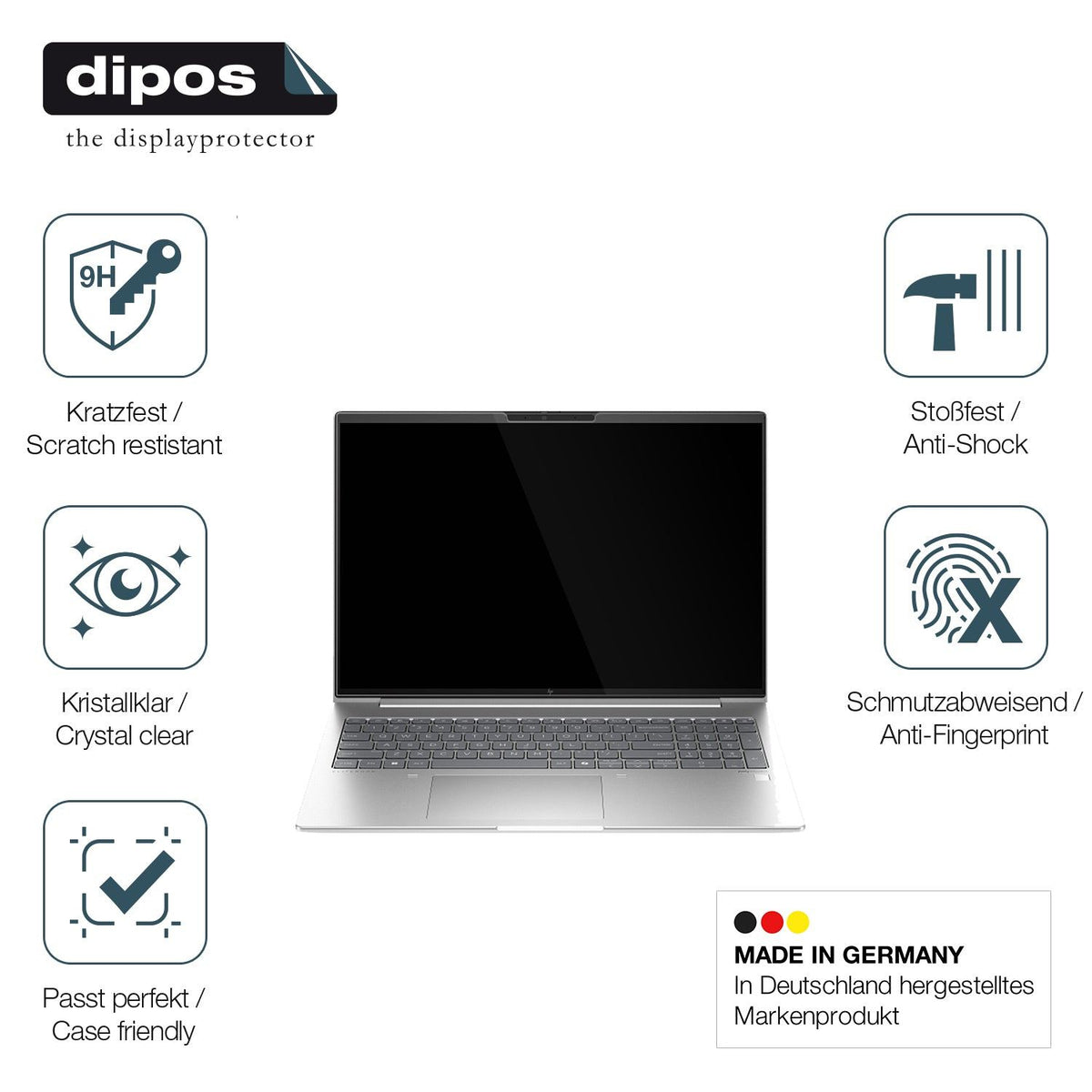 2x 9H Schutzfolie für HP Elitebook 655 G11 16 Zoll Panzerfolie