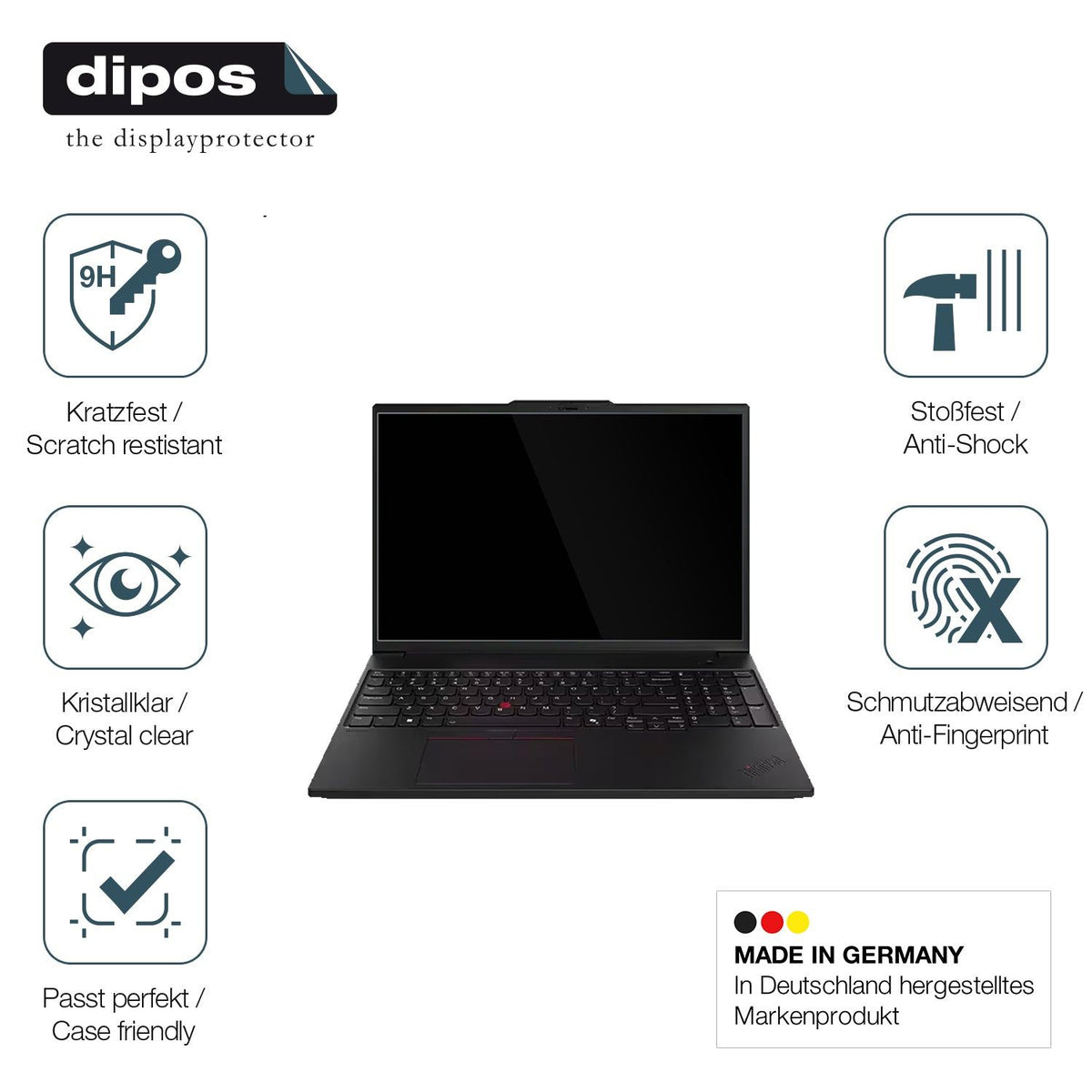 2x 9H Schutzfolie für Lenovo ThinkPad P16 Gen 3 Panzerfolie