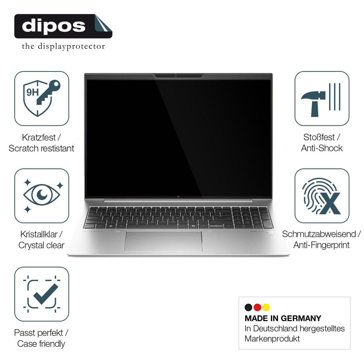 2x 9H Schutzfolie für HP EliteBook 860 G11 16 Zoll Panzerfolie