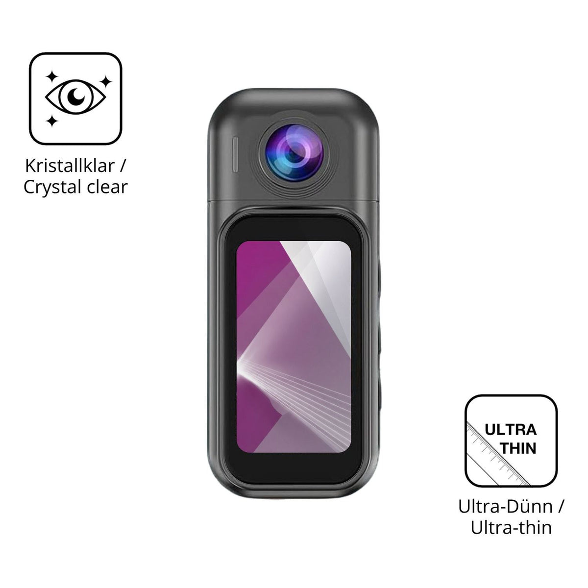 Dünne und klare Folie passend zugeschnitten für 7JI 32265 Action Cam