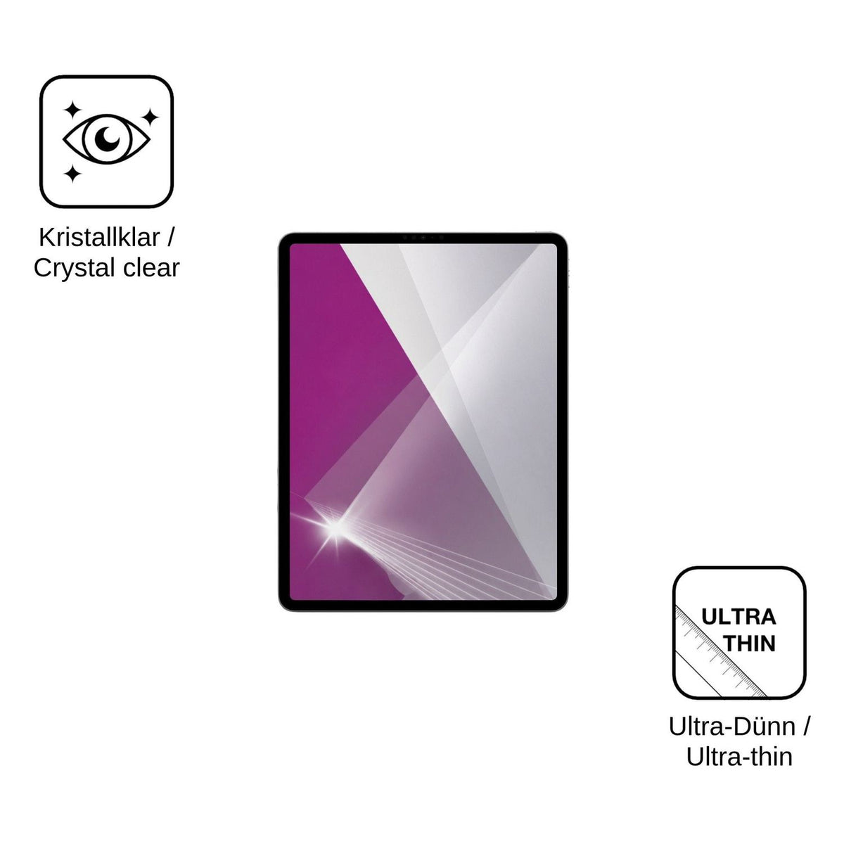 2x Schutzfolie klar für Apple iPad Pro 12.9 Zoll (2022) Display-Schutzfolie