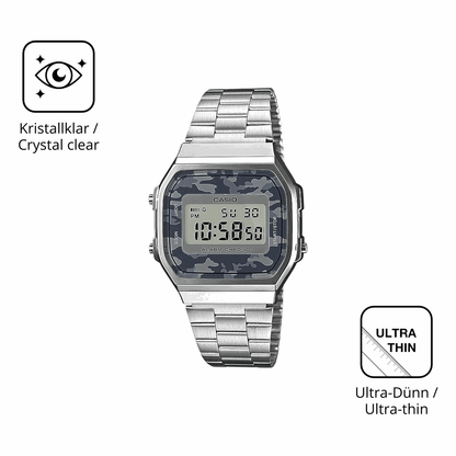 D�nne und klare Folie passend zugeschnitten f�r Casio A168WEC-1EF
