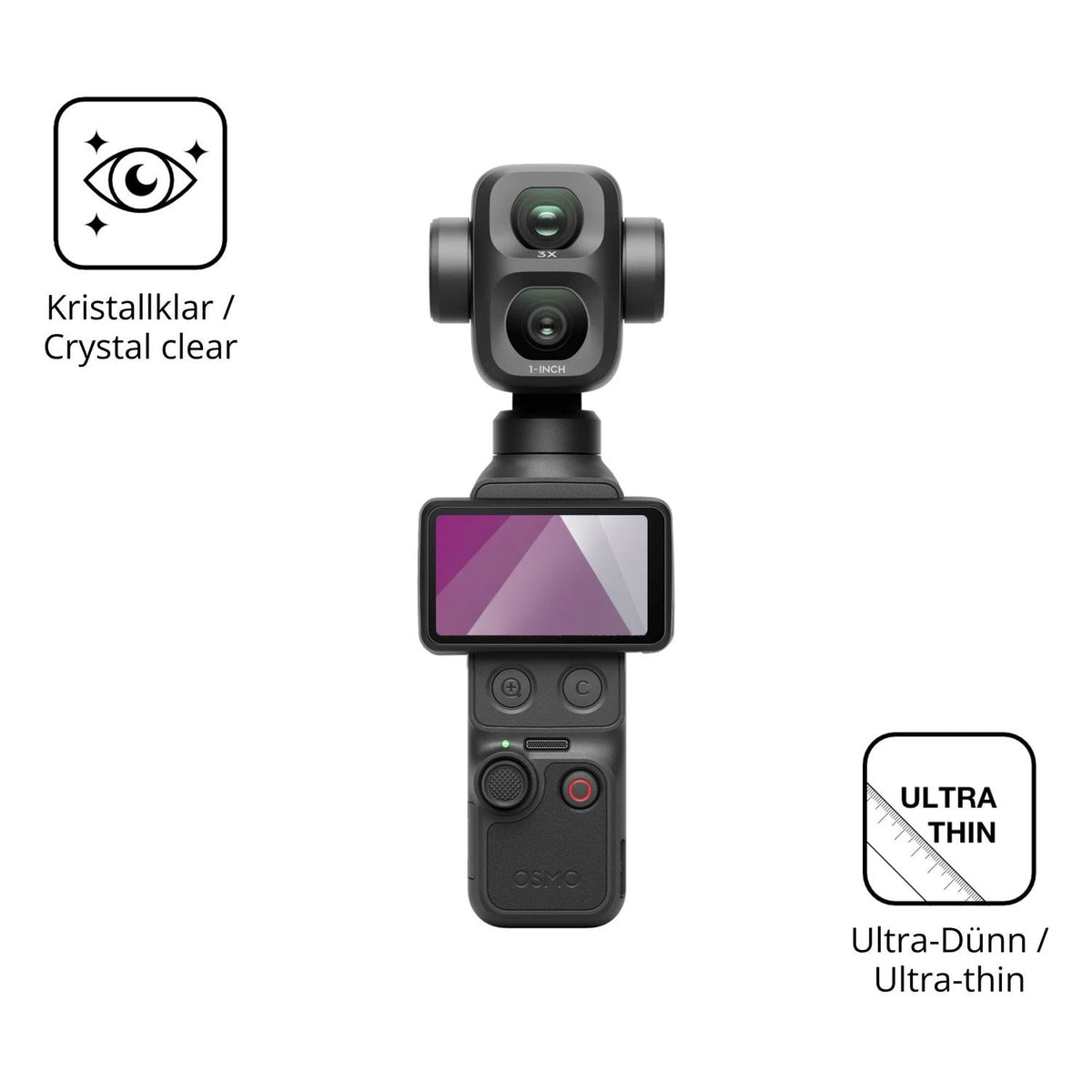 Dünne und klare Folie passend zugeschnitten für DJI Osmo Pocket 4P