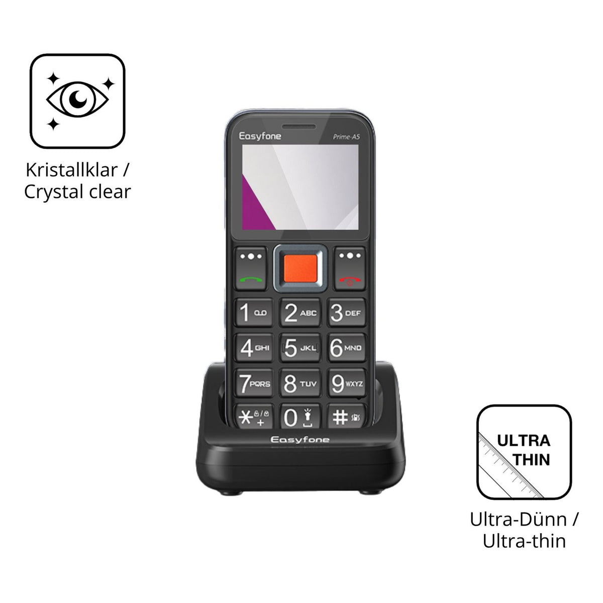 Dünne und klare Folie passend zugeschnitten für Easyfone Prime T5