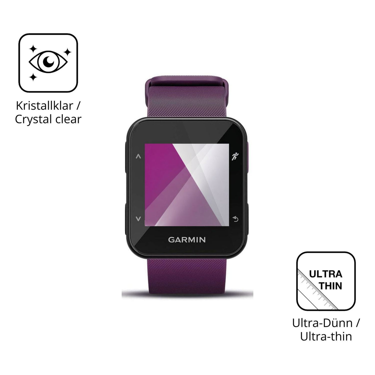 Dünne und klare Folie passend zugeschnitten für Garmin Forerunner 30