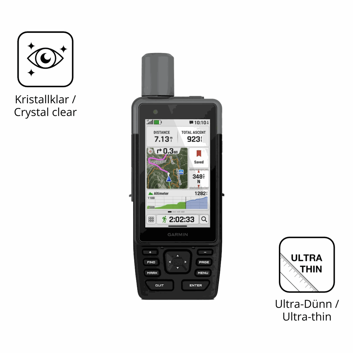 Dünne und klare Folie passend zugeschnitten für Garmin GPSMAP H1