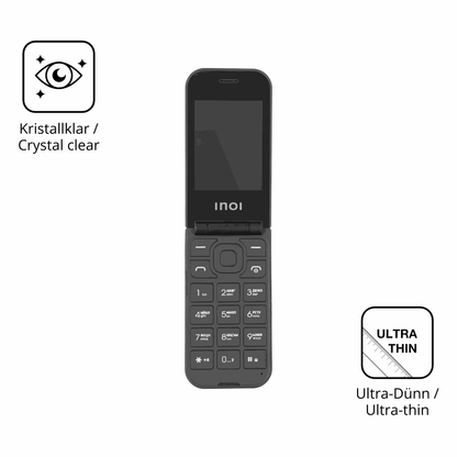 Dünne und klare Folie passend zugeschnitten für INOI 284 Flip 4G