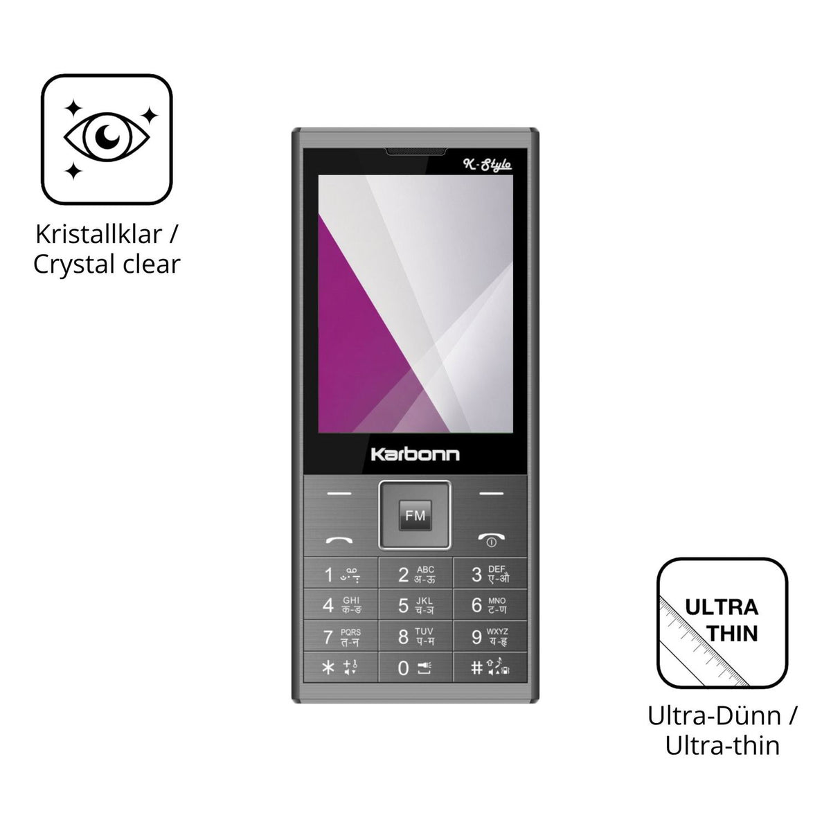 Dünne und klare Folie passend zugeschnitten für Karbonn K Stylo