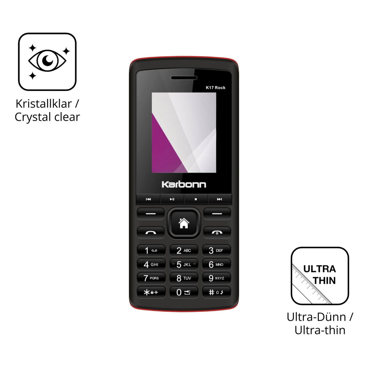 Dünne und klare Folie passend zugeschnitten für Karbonn K17 Rock