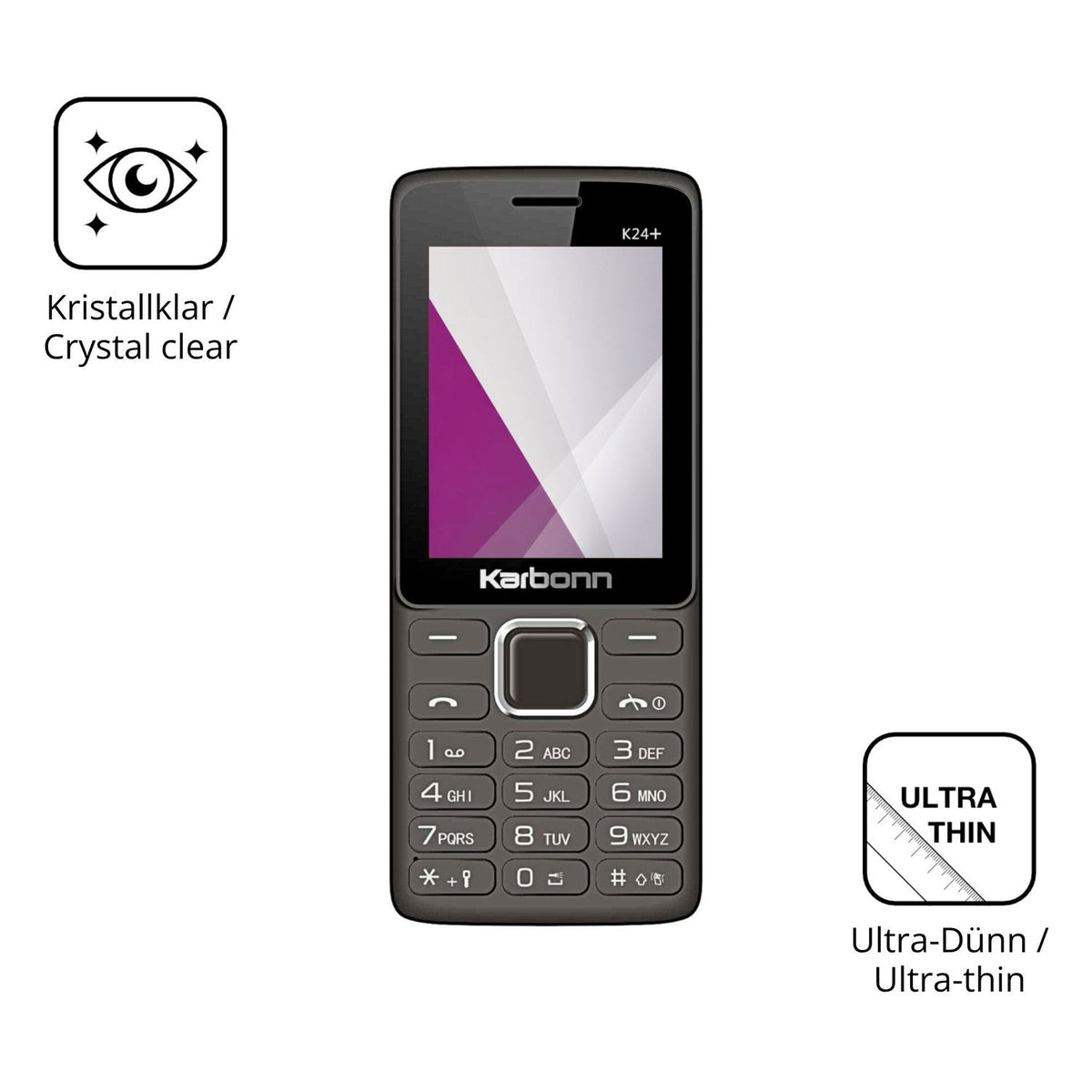 Dünne und klare Folie passend zugeschnitten für Karbonn K24 Plus
