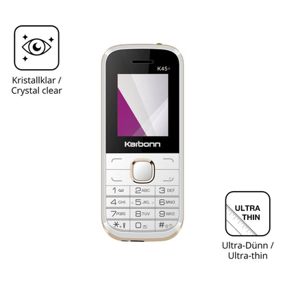Dünne und klare Folie passend zugeschnitten für Karbonn K45 Plus