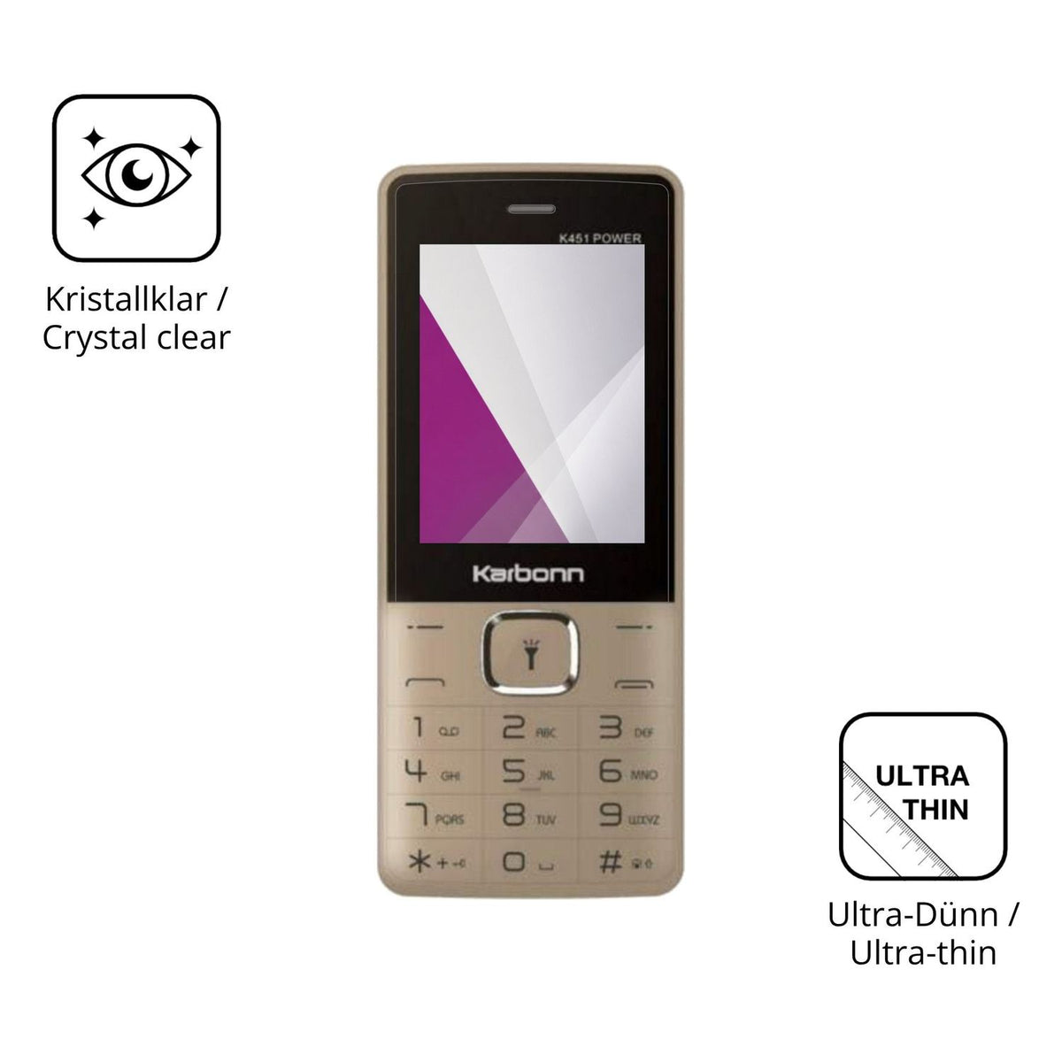 Dünne und klare Folie passend zugeschnitten für Karbonn K451 Power