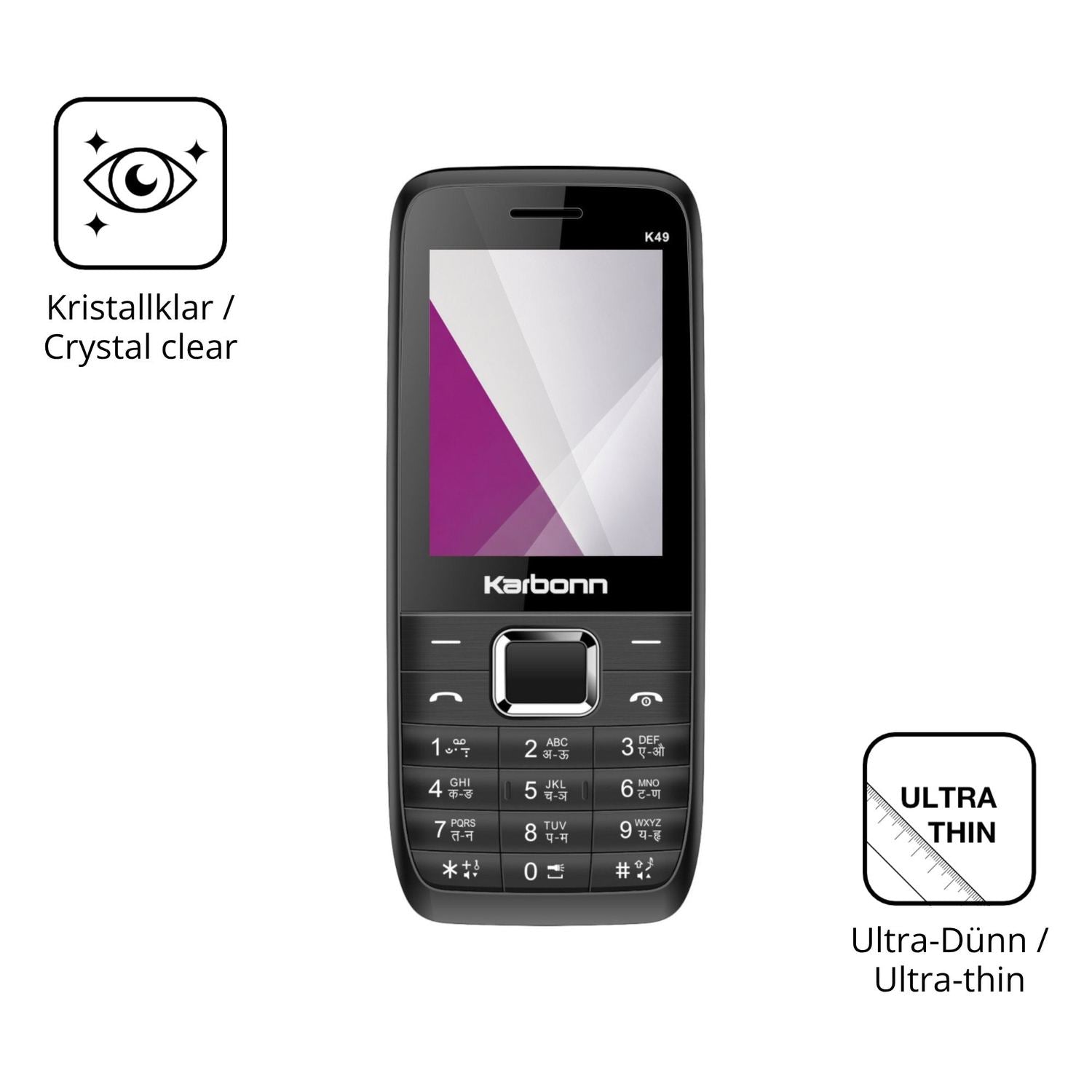 Dünne und klare Folie passend zugeschnitten für Karbonn K49