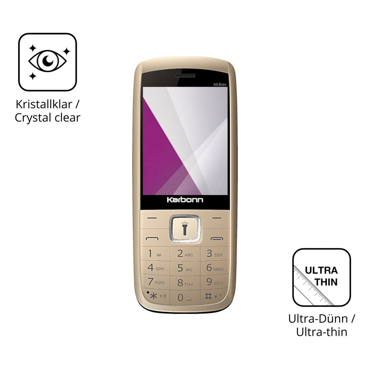Dünne und klare Folie passend zugeschnitten für Karbonn K9 Boss