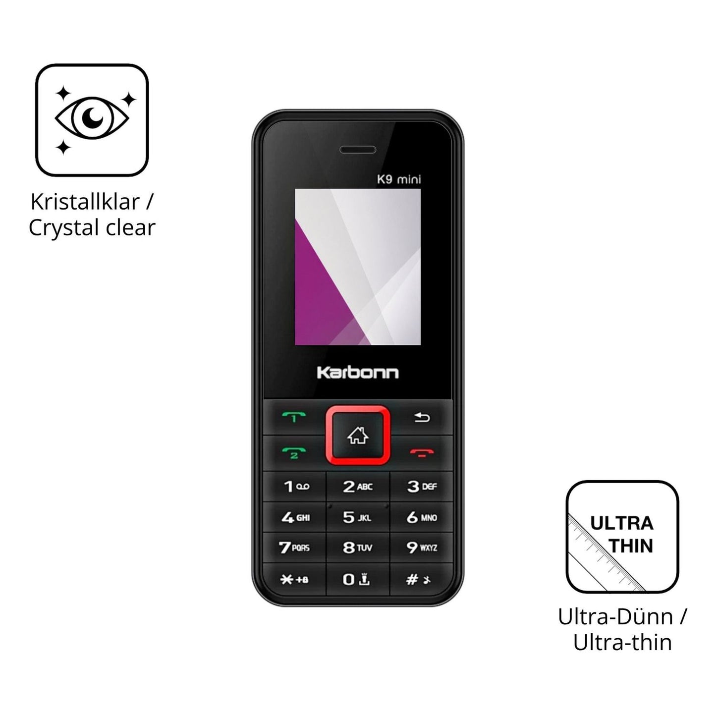 Dünne und klare Folie passend zugeschnitten für Karbonn K9 Mini