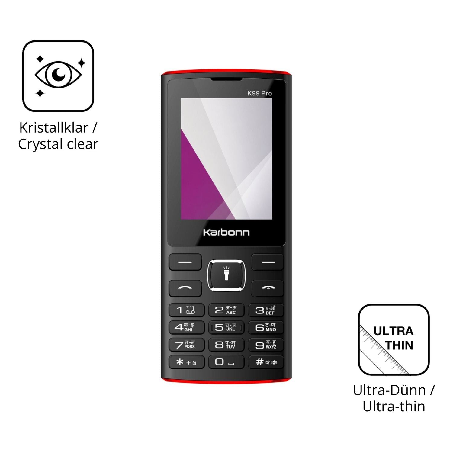 Dünne und klare Folie passend zugeschnitten für Karbonn K99 Pro