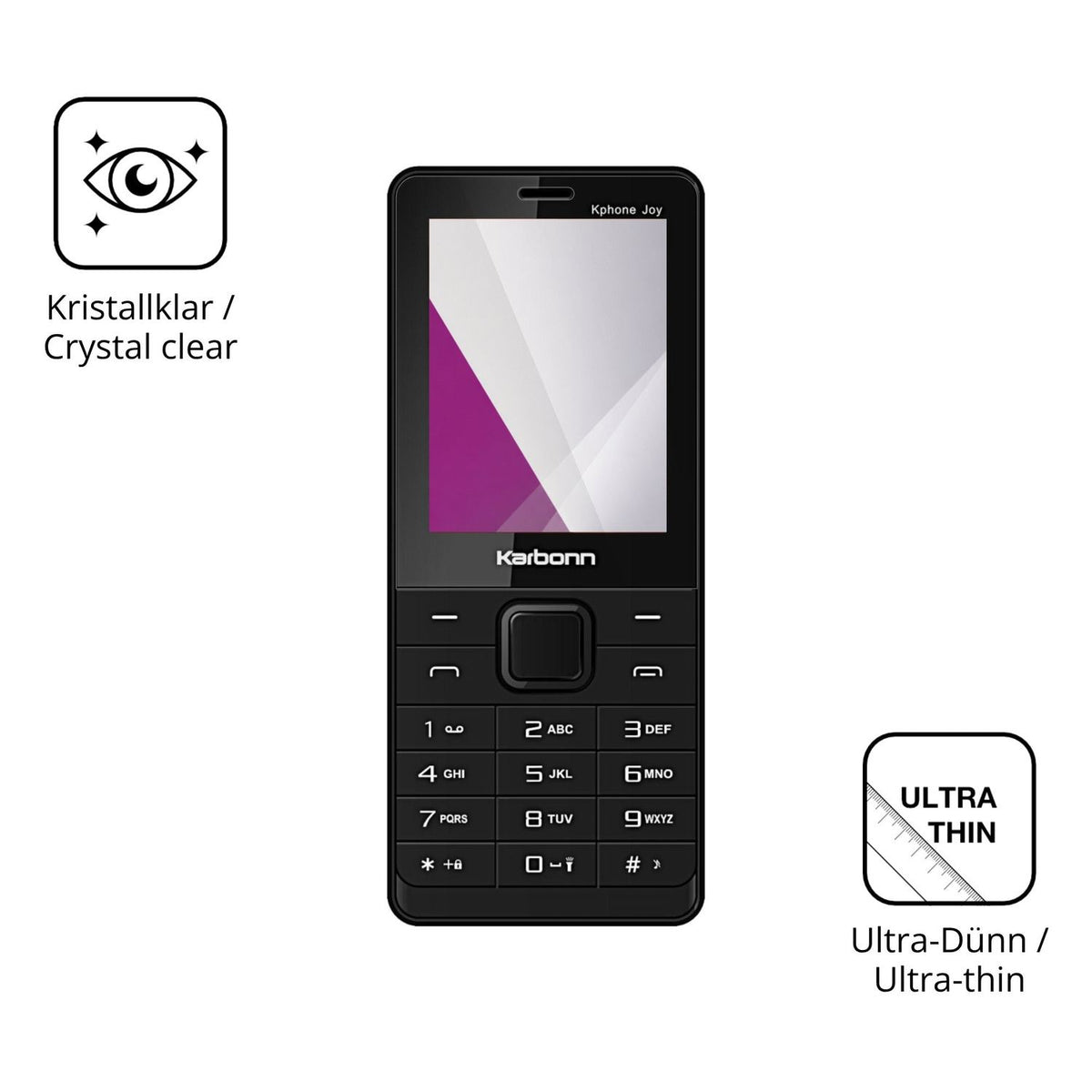 Dünne und klare Folie passend zugeschnitten für Karbonn Kphone Joy