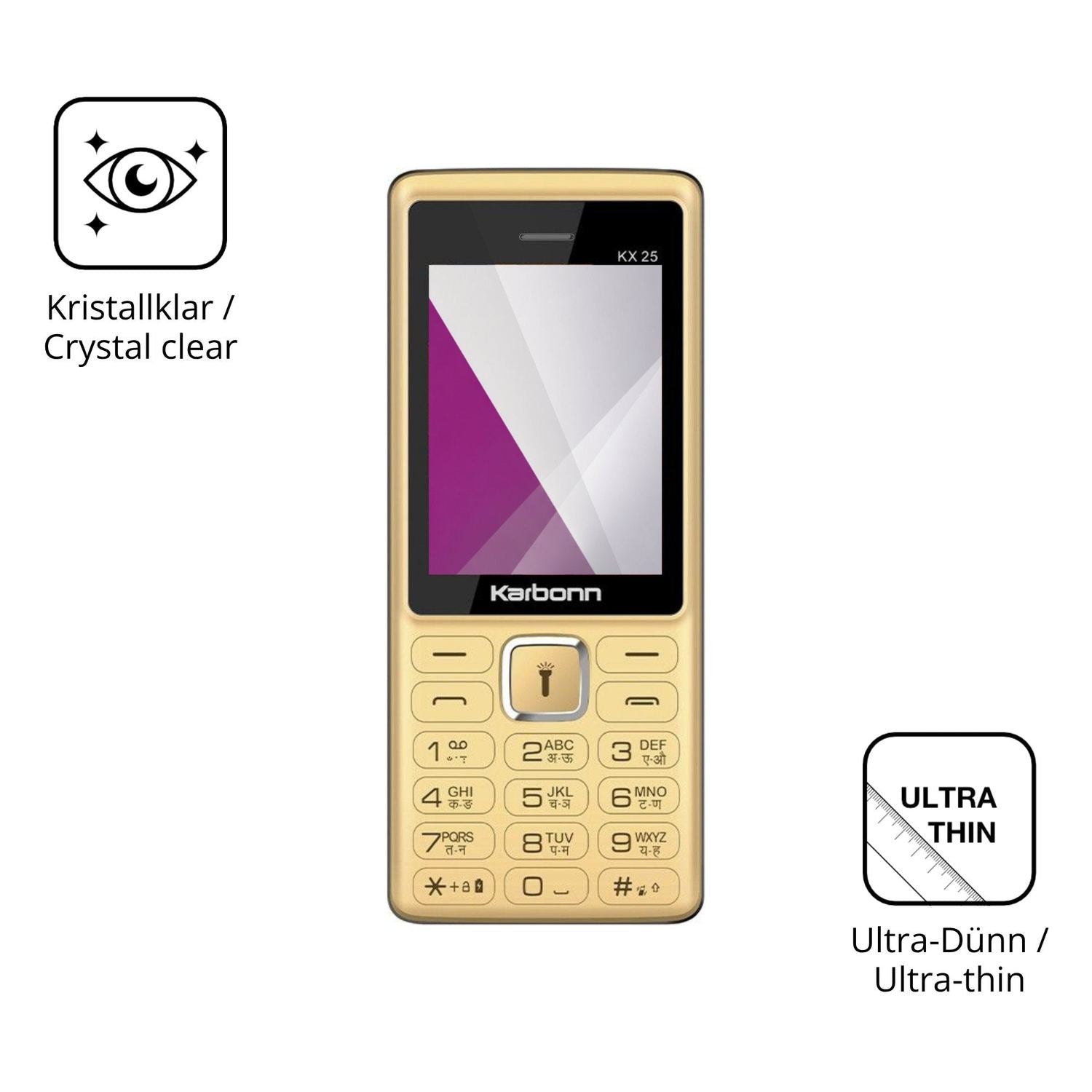 Dünne und klare Folie passend zugeschnitten für Karbonn KX25