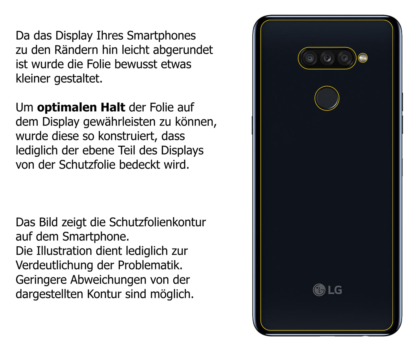 dipos Displayschutz für LG K50S Rückseite, transparente Oberfläche, perfekte Passform auch für die Rundungen