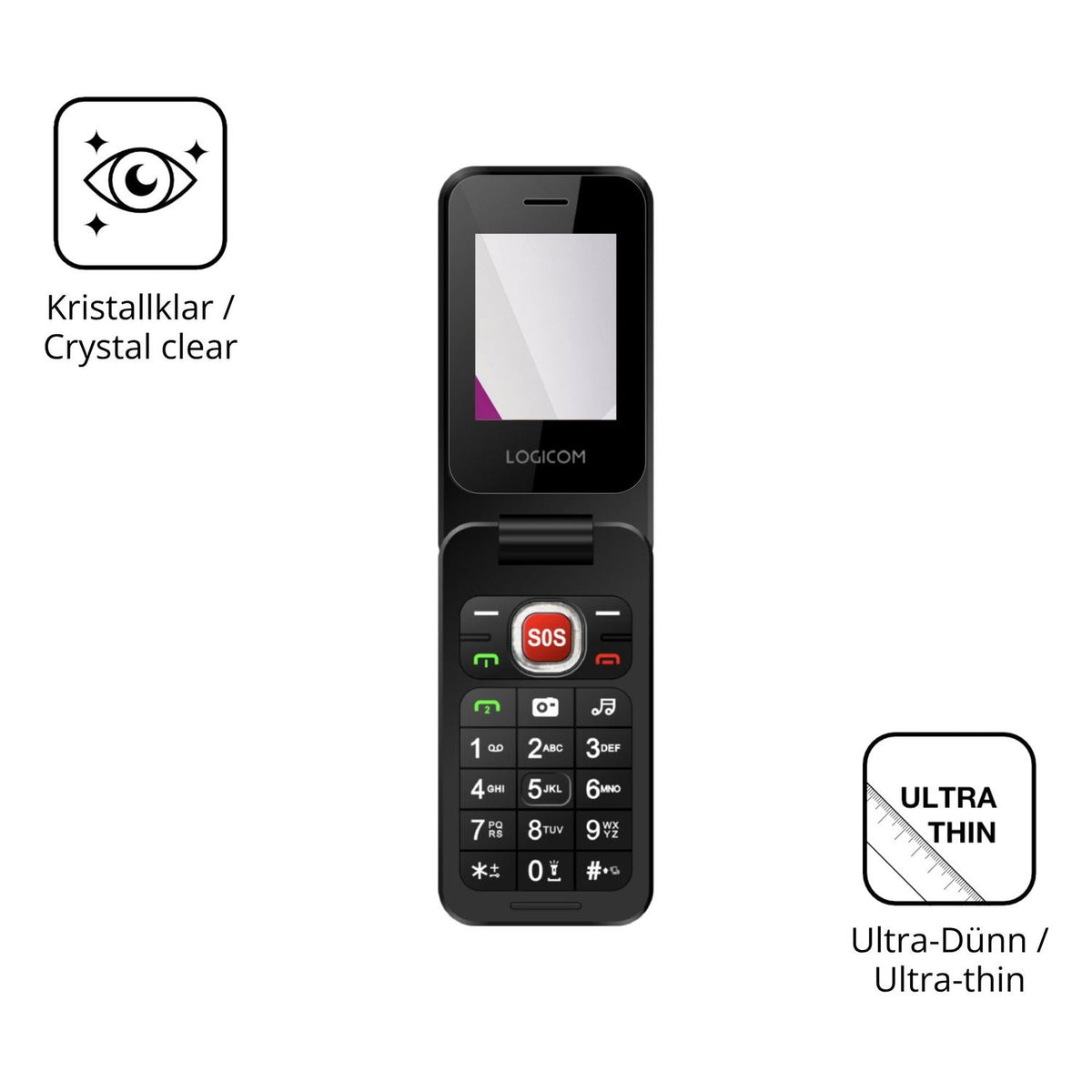 Dünne und klare Folie passend zugeschnitten für Logicom Fleep S90