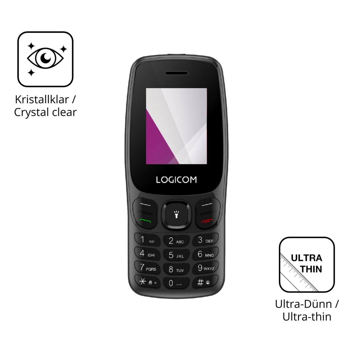 Dünne und klare Folie passend zugeschnitten für Logicom Posh 405