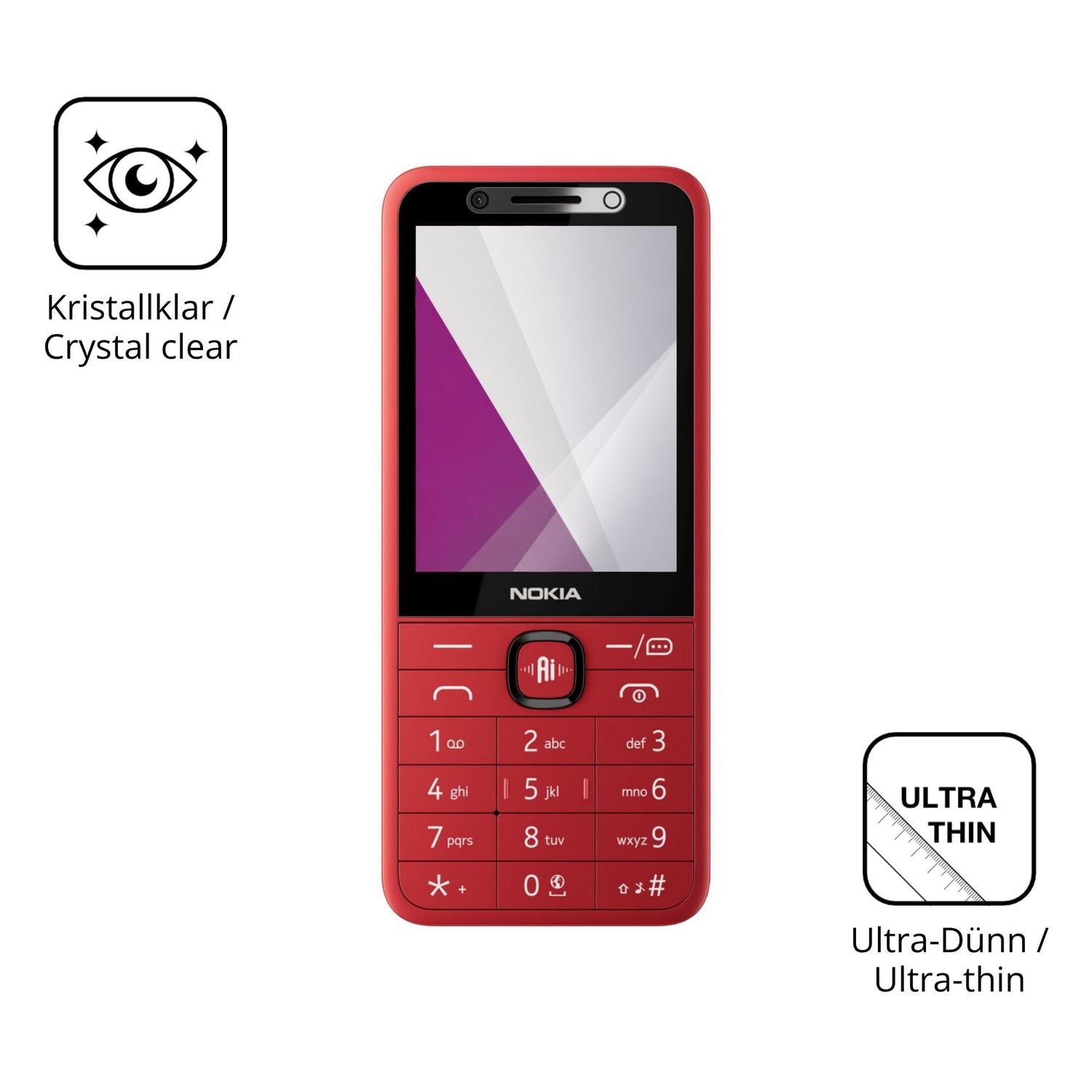 Dünne und klare Folie passend zugeschnitten für Nokia 215 4G 2nd Edition
