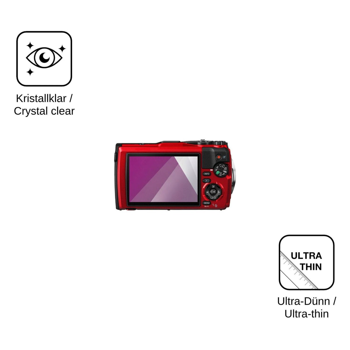 4x Schutzfolie klar für Olympus OM System Tough TG-6 Display-Schutzfolie