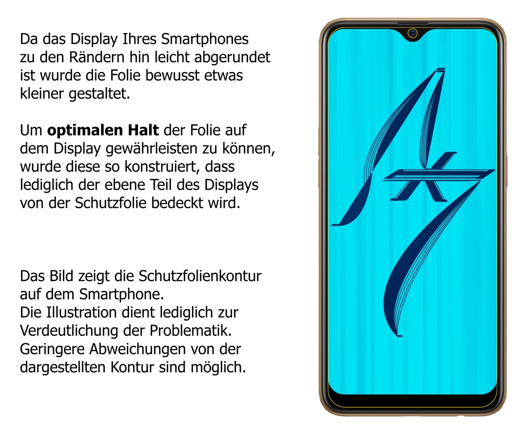 Dünne und klare Folie passend zugeschnitten für Oppo AX7 Pro