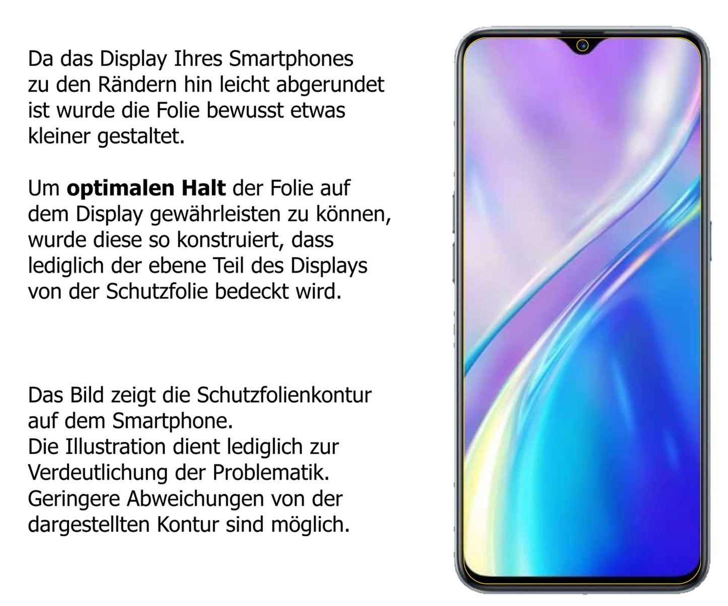 dipos Displayschutz für Oppo Realme 6i, transparente Oberfläche, perfekte Passform auch für die Rundungen