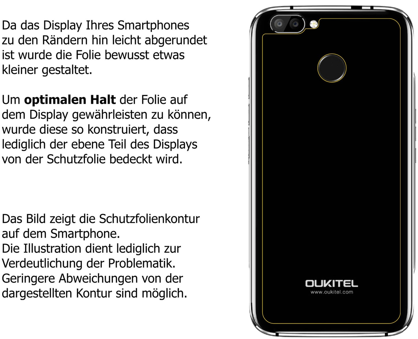 Dünne und klare Folie passend zugeschnitten für Oukitel U22 Rückseite