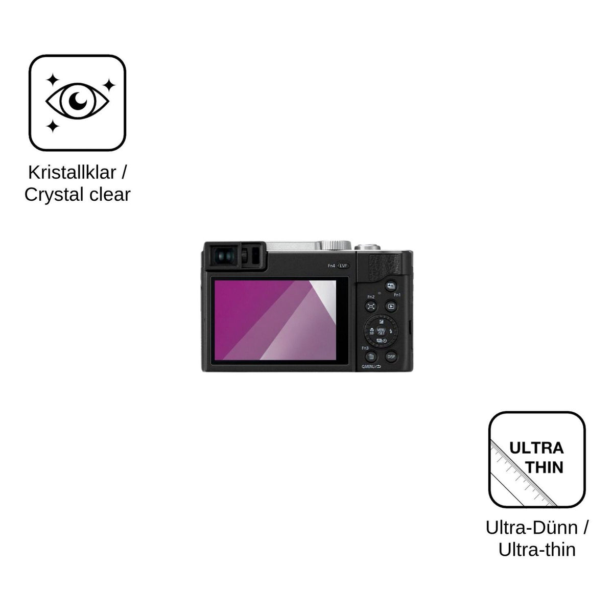 4x Schutzfolie klar für Panasonic Lumix DC-TZ96 Display-Schutzfolie