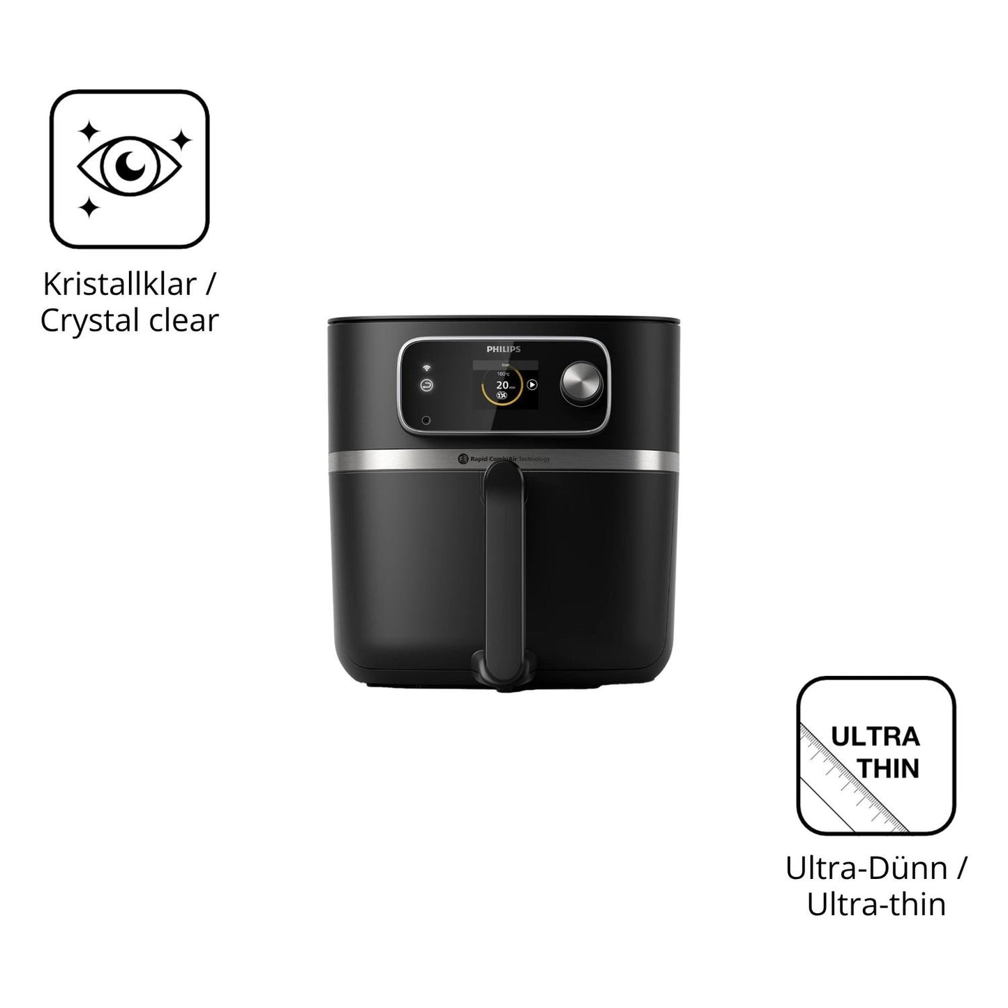 Dünne und klare Folie passend zugeschnitten für Philips Airfryer HD9880/90