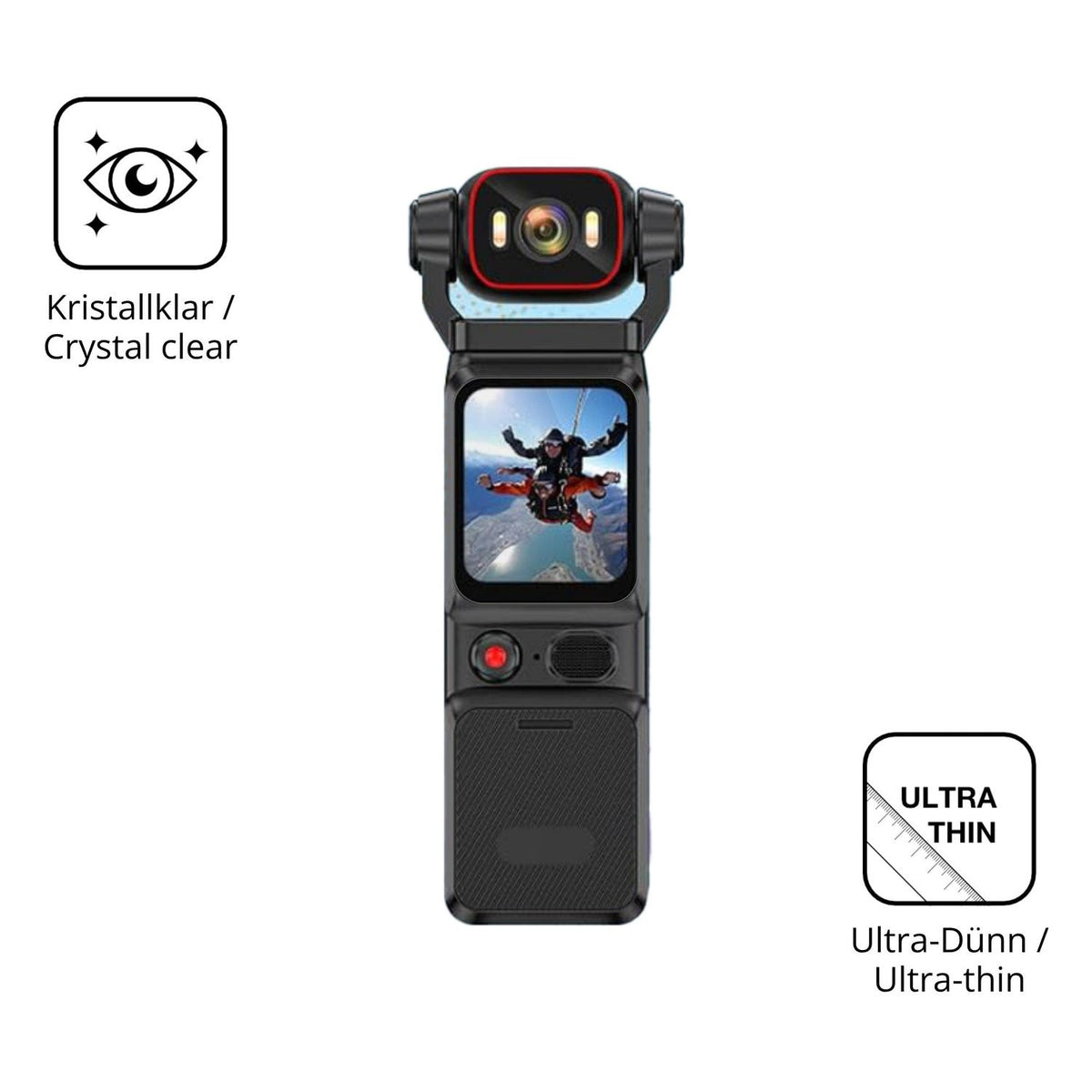 Dünne und klare Folie passend zugeschnitten für Pudet Luo LMA8 Action Cam
