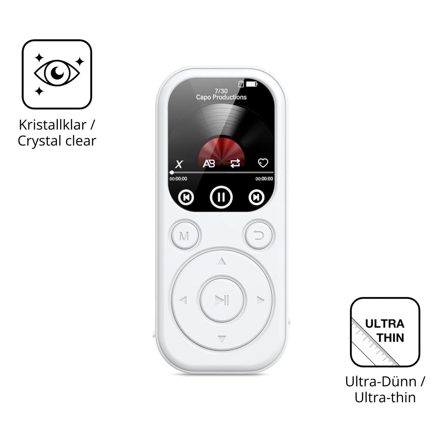 Dünne und klare Folie passend zugeschnitten für RWSRW MP301-BS MP3-Player