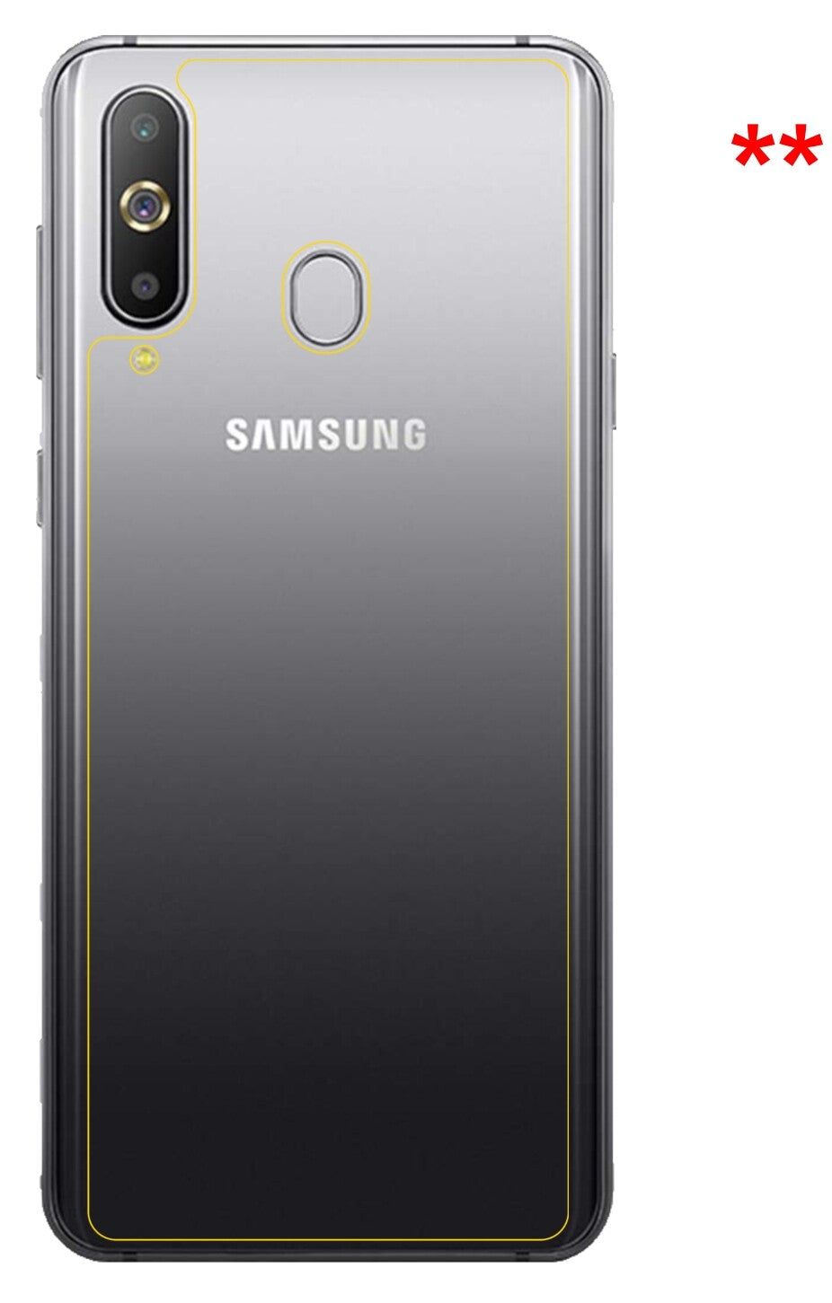 Dünne und klare Folie passend zugeschnitten für Samsung Galaxy A8s Rückseite