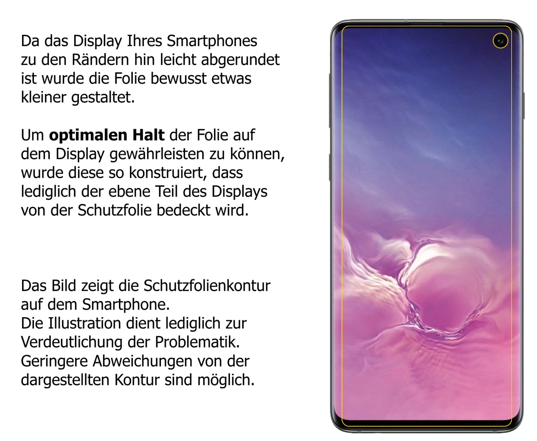 Dünne und klare Folie passend zugeschnitten für Samsung Galaxy S10