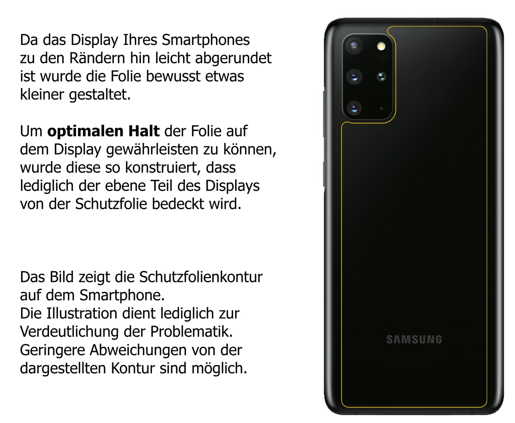 Dünne und klare Folie passend zugeschnitten für Samsung Galaxy S20 Plus Rückseite
