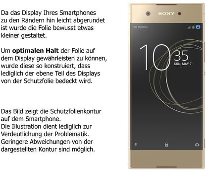 Dünne und klare Folie passend zugeschnitten für Sony Xperia XA1