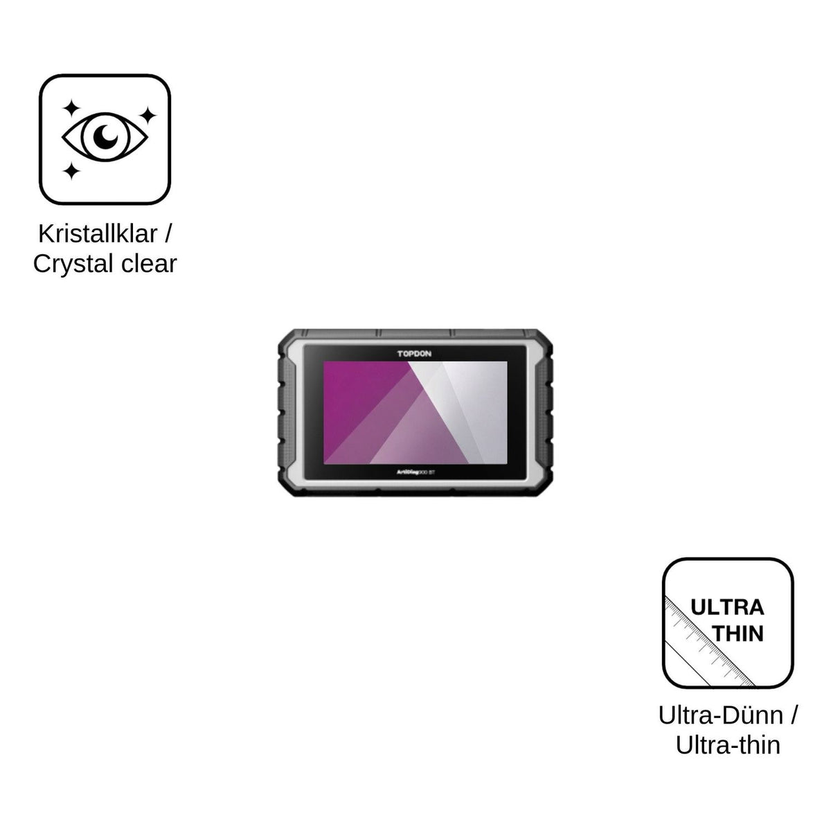 2x Schutzfolie klar für Topdon ArtiDiag 900 BT Display-Schutzfolie