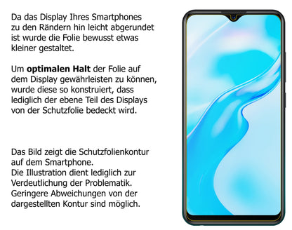 dipos Displayschutz für Vivo Y3s, mattierte Oberfläche, robuste Festigkeit und perfekte Passform