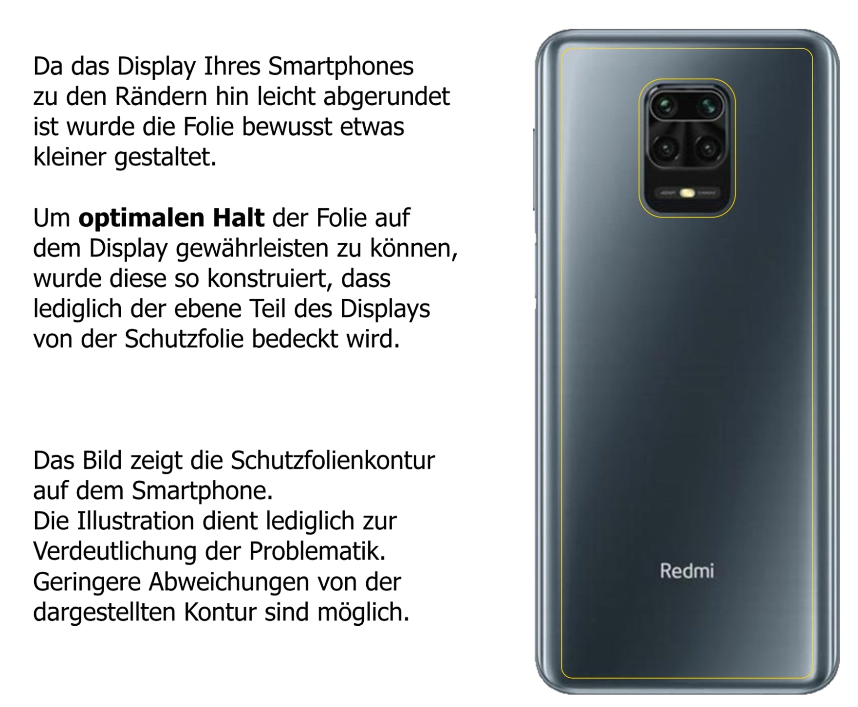 Dünne und klare Folie passend zugeschnitten für Xiaomi Redmi Note 9 Pro Rückseite