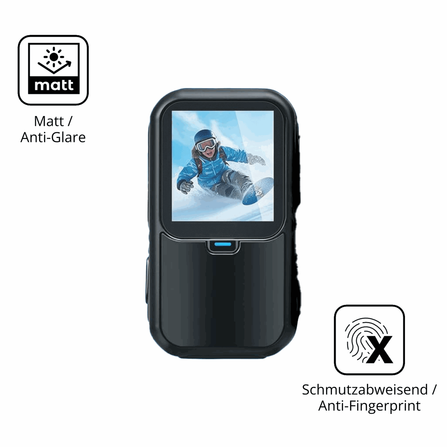 Dünne und entspiegelnde Folie passend zugeschnitten für AIKER ActionCam 4K G4MJ4YP8