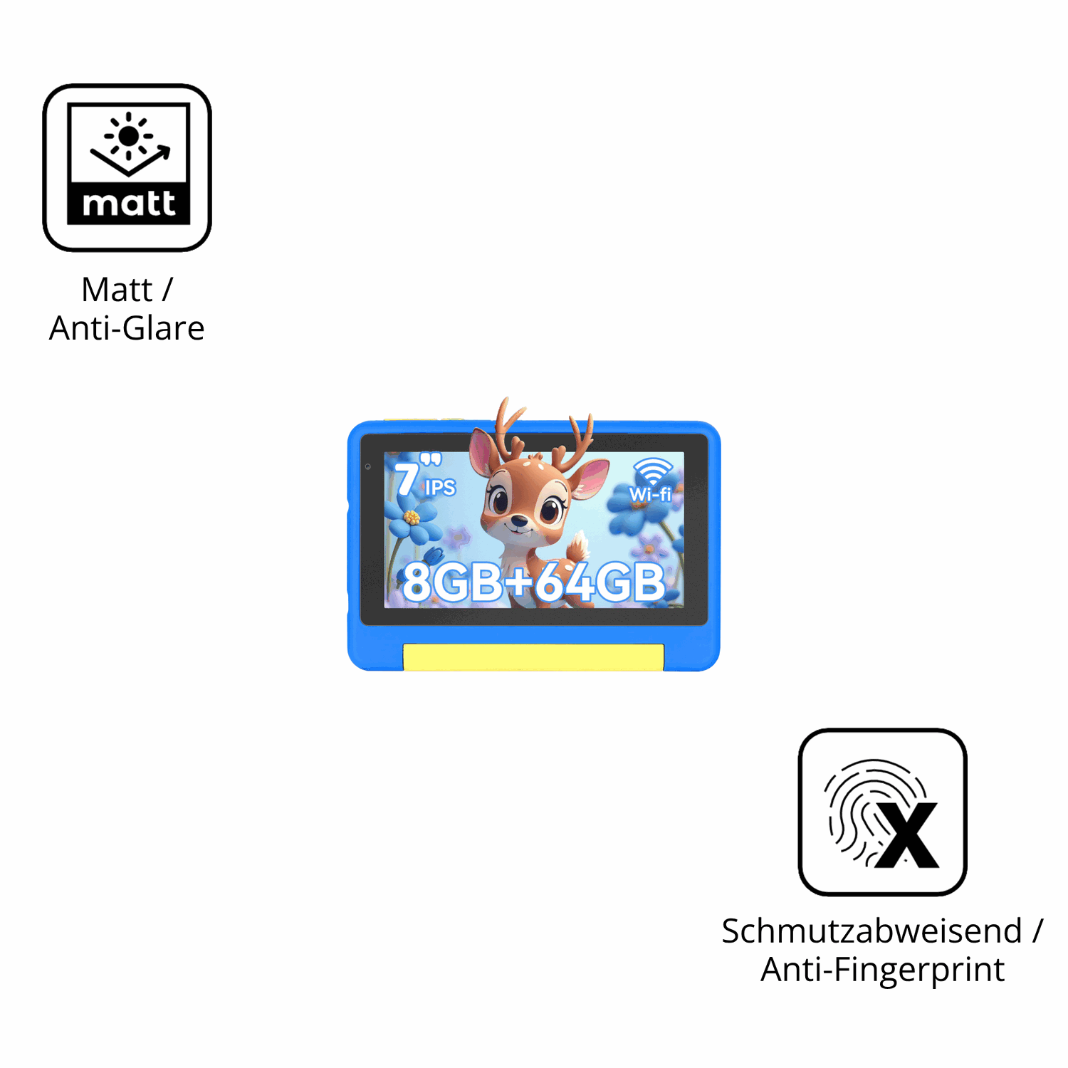 Dünne und entspiegelnde Folie passend zugeschnitten für Bufo Kids Tablet 7 Zoll